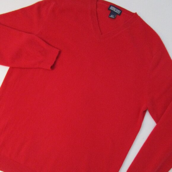 Mens Red CASHMERE Classic V Neck Pullover Sweater - Picture 5 of 10